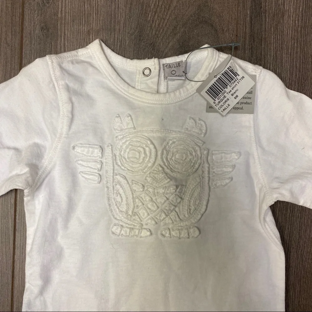 Taille O | Baby White Owl Tee Shirt Size 6 Months